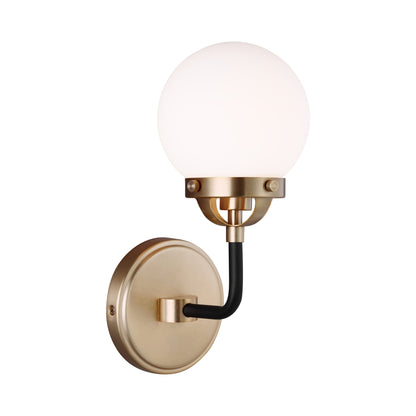 Cafe Bath Wall Light in Satin Brass.