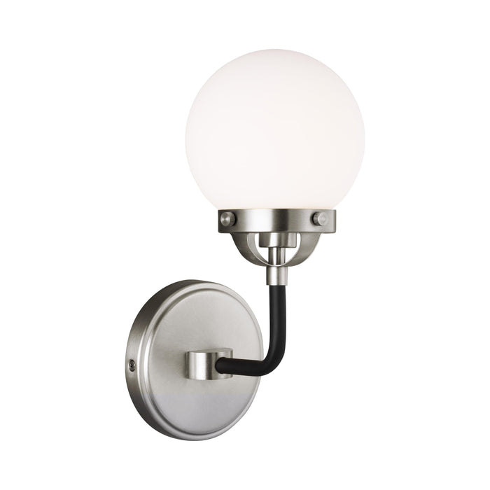 Cafe Bath Wall Light in Brushed Nickel.