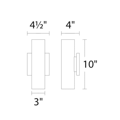 Caliber Indoor/Outdoor LED Wall Light - line drawing.