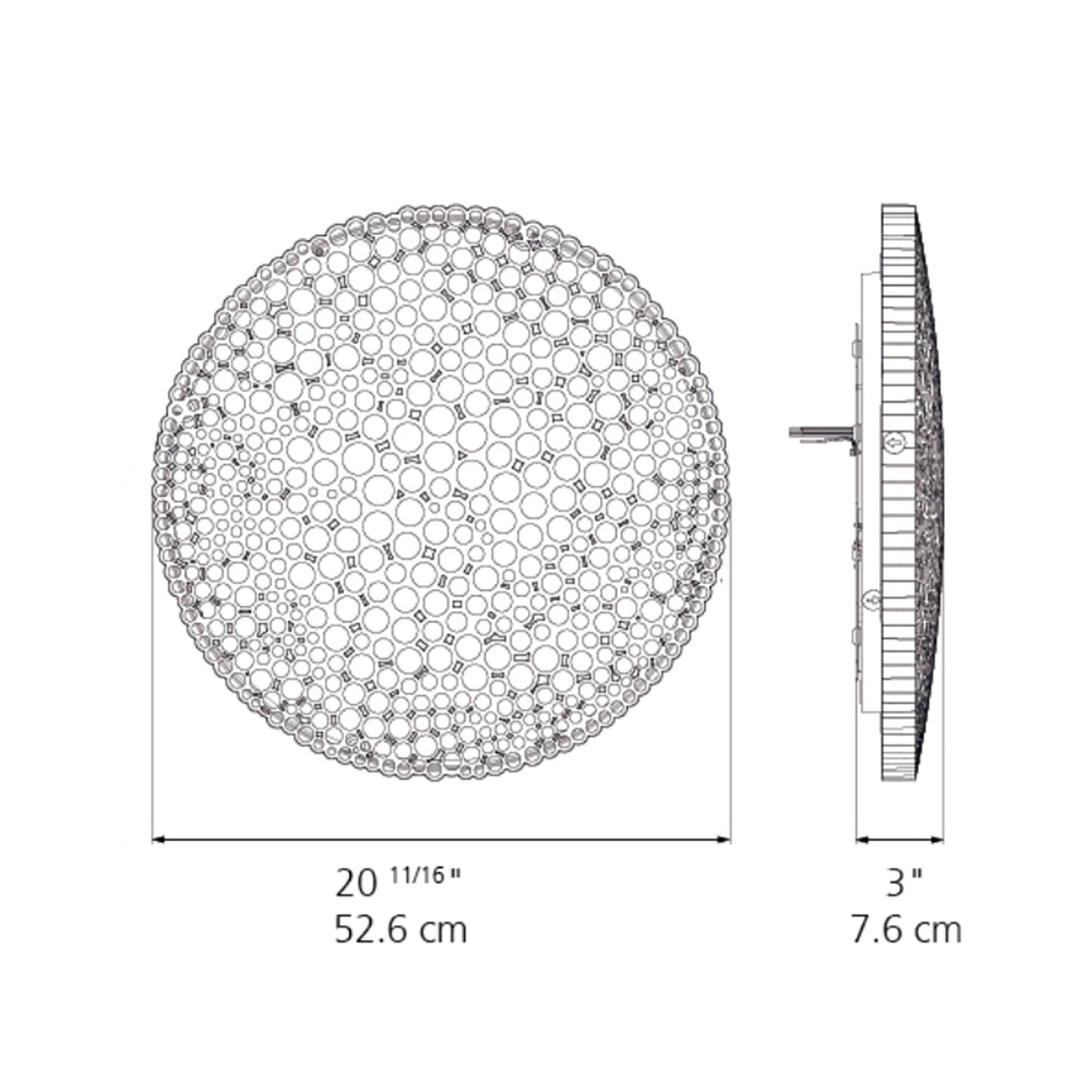 Calipso Ceiling/Wall Light - line drawing.