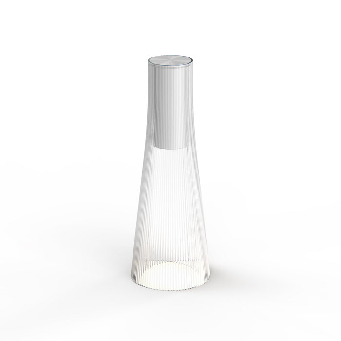Candel LED Table Lamp in Silver/Clear.