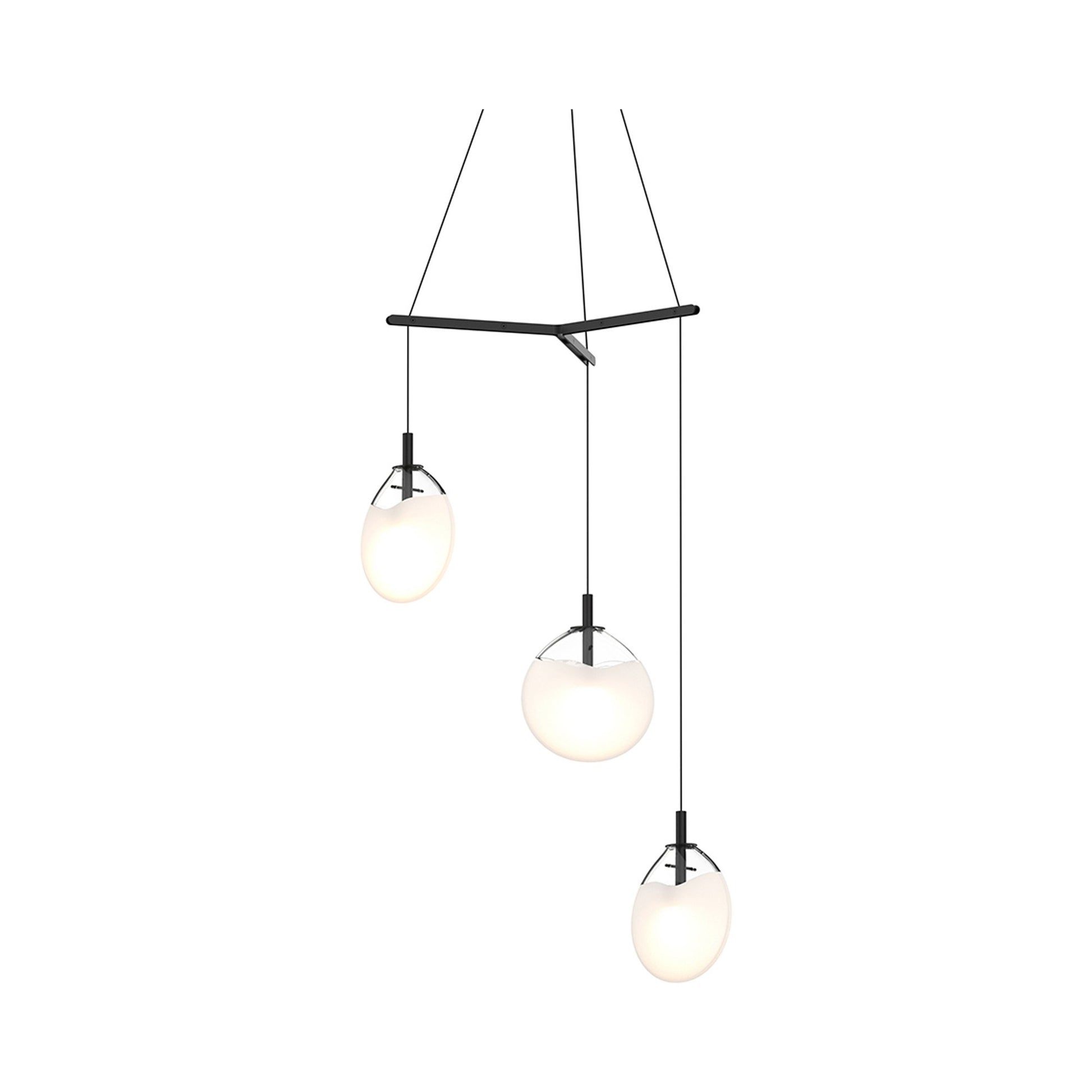 Cantina 3-Light Tri-Spreader LED Pendant Light in Clear/White/Small.