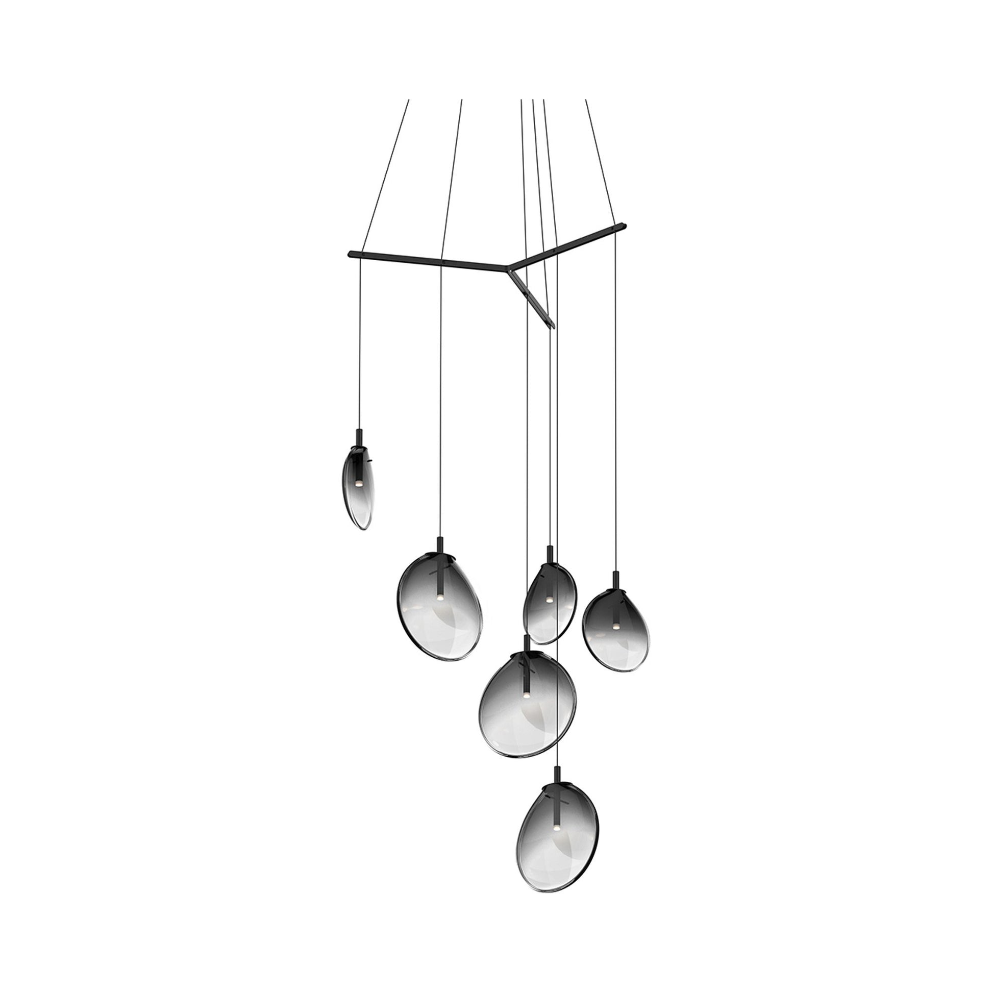 Cantina Tri-Spreader LED Pendant Light in Smoke Fade (6-Light).