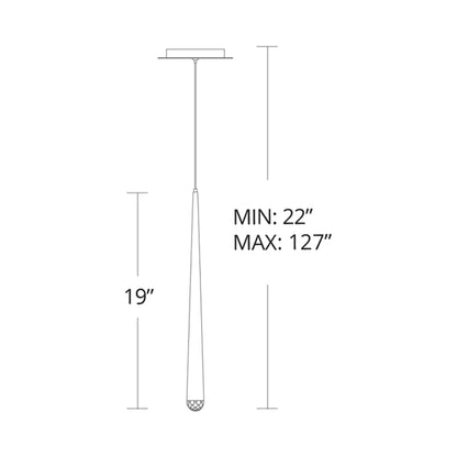 Cascade Crystal LED Pendant Light - line drawing.