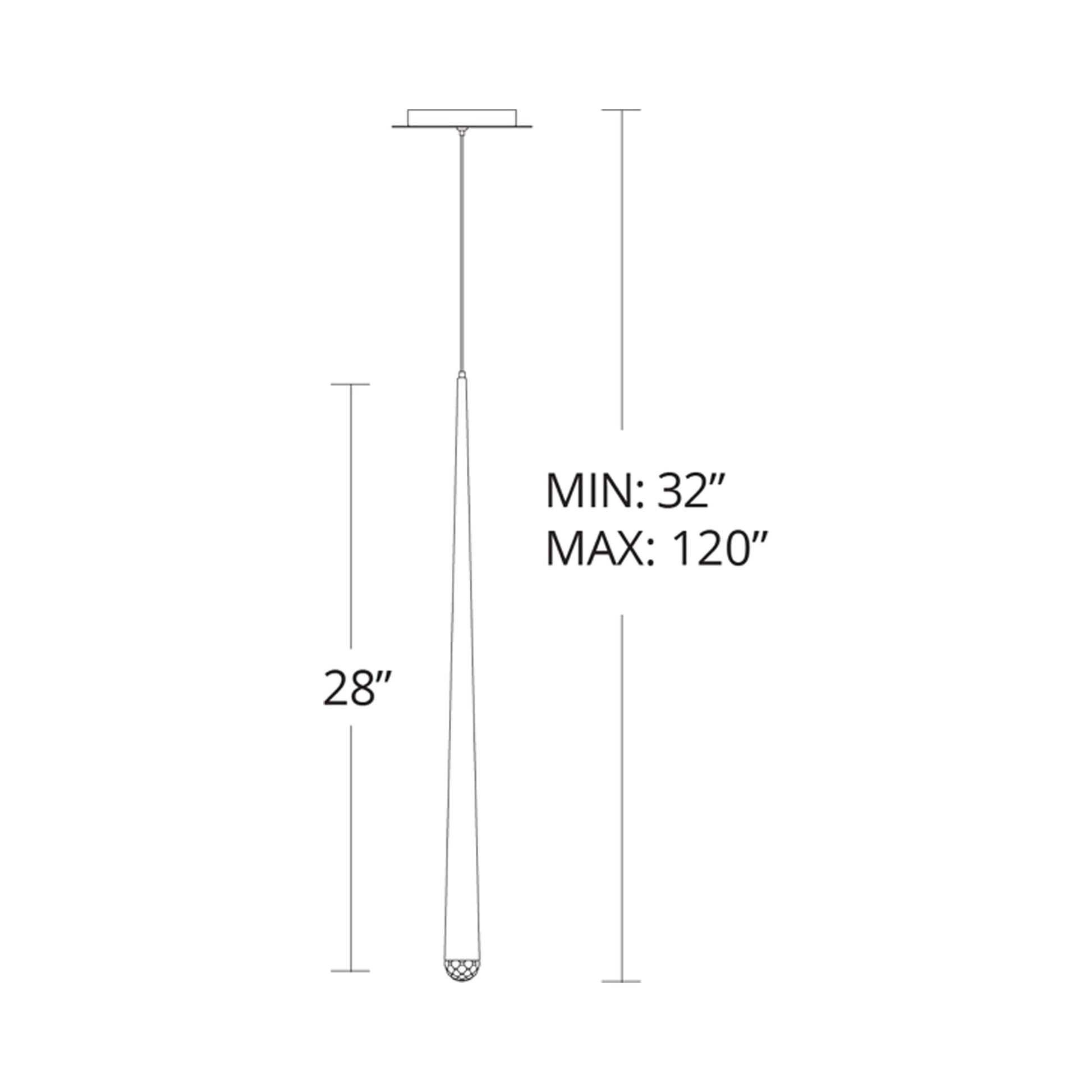 Cascade Crystal LED Pendant Light - line drawing.