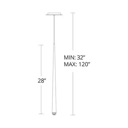 Cascade Crystal LED Pendant Light - line drawing.