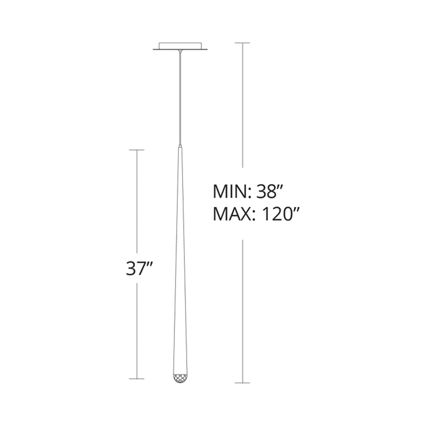 Cascade Crystal LED Pendant Light - line drawing.