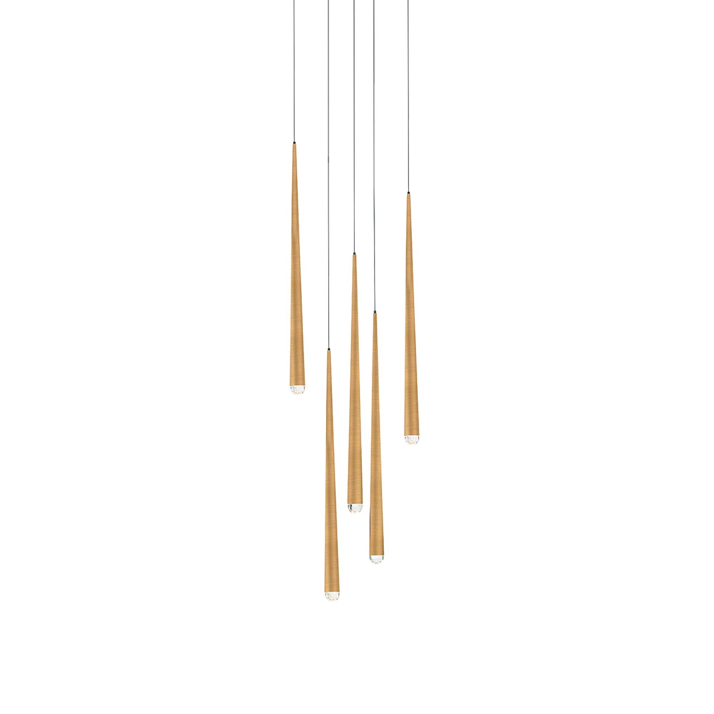 Cascade Crystal Round LED Chandelier in 5-Light/Aged Brass.