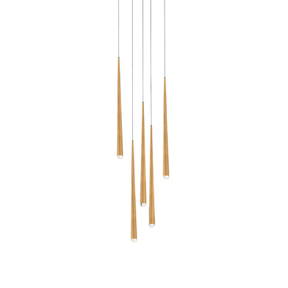 Cascade Crystal Round LED Chandelier in 5-Light/Aged Brass.