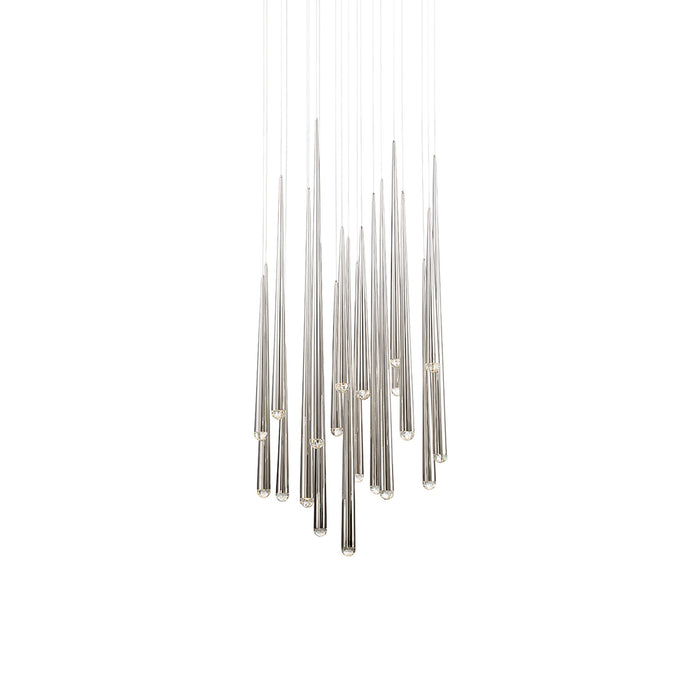 Cascade Crystal Round LED Chandelier in 21-Light/Polished Nickel.