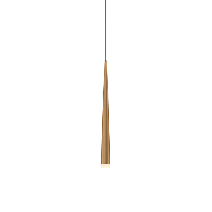 Cascade Etched Glass LED Pendant Light in Small/Aged Brass.