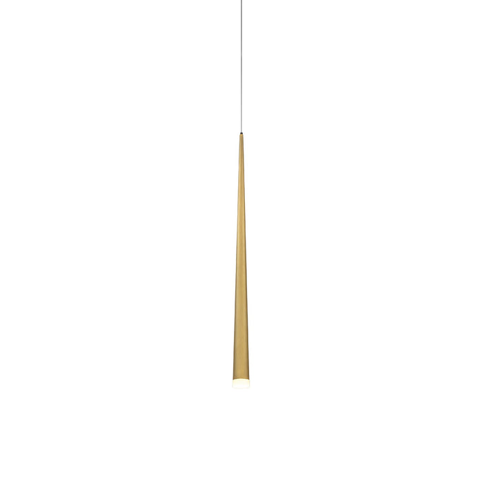 Cascade Etched Glass LED Pendant Light in Medium/Aged Brass.