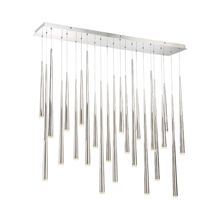 Cascade Etched Glass Linear LED Chandelier in Detail.