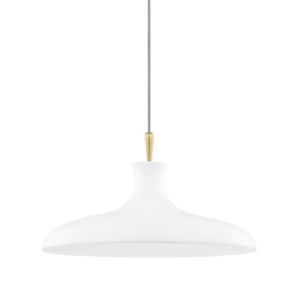 Cassidy Pendant Light in Aged Brass / Soft Off White (Large).