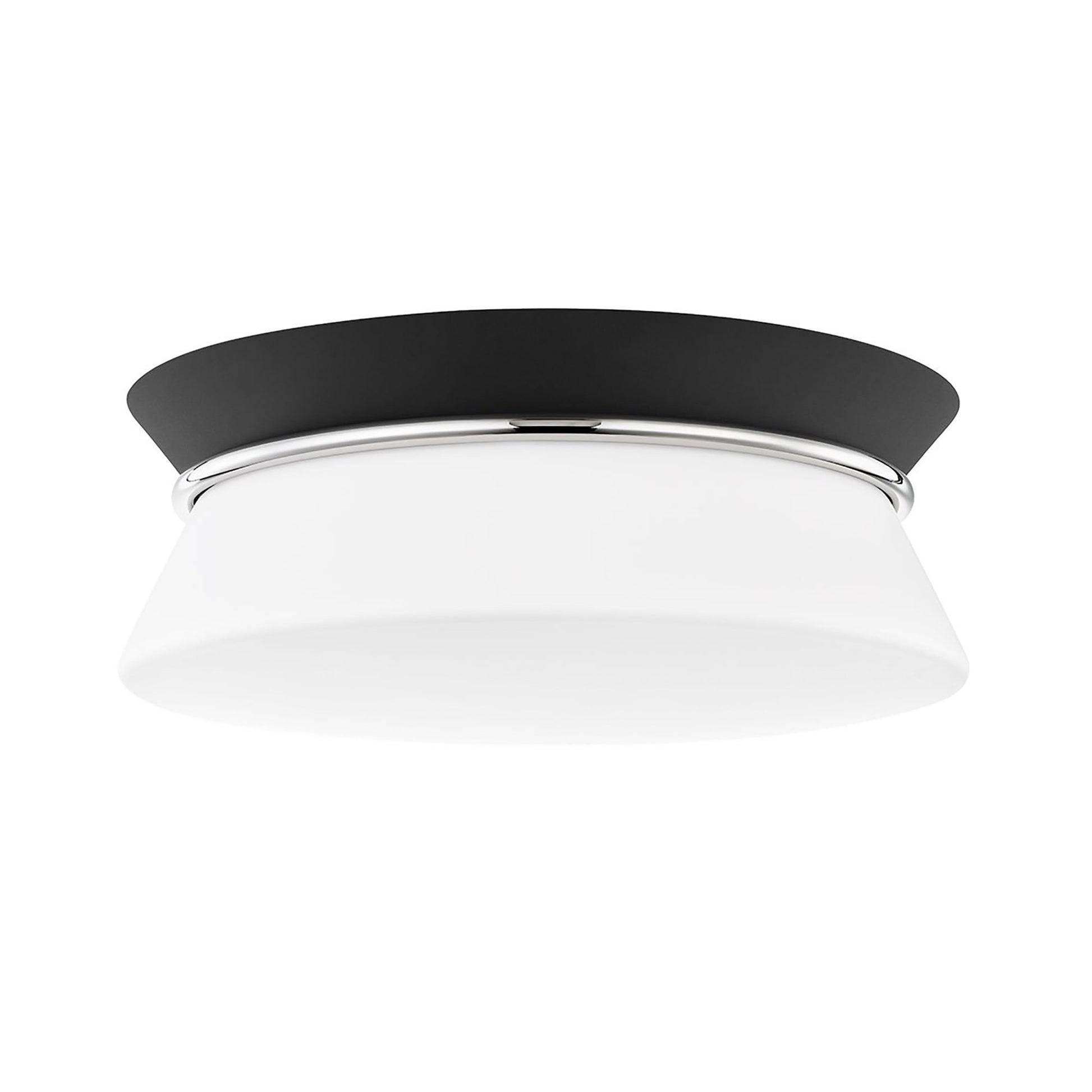 Cath Flush Mount Ceiling Light in Polished Nickel / Black.