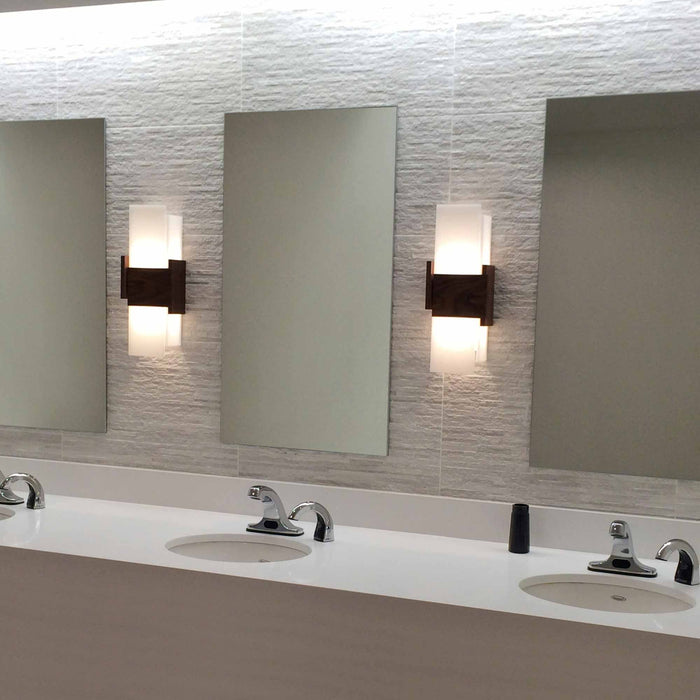 Acuo LED Wall Light in bathroom.