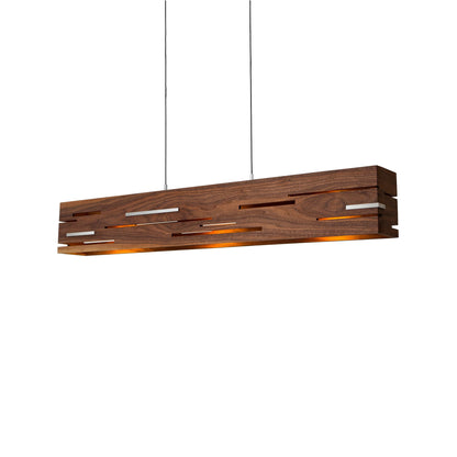 Aeris LED Linear Pendant Light in Brushed Aluminum/Walnut (30-Inch).