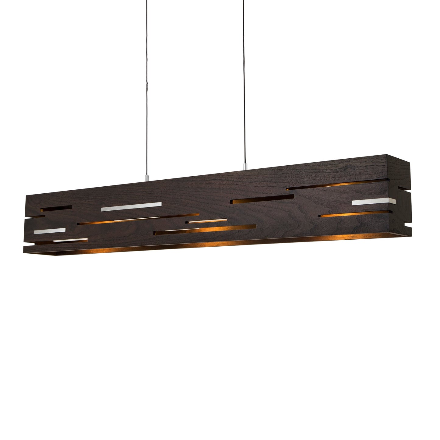 Aeris LED Linear Pendant Light in Black Anodized Aluminum/Dark Stained Walnut (54-Inch).