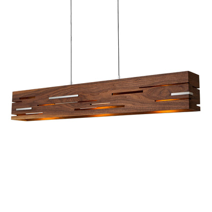 Aeris LED Linear Pendant Light in Brushed Aluminum/Walnut (54-Inch).