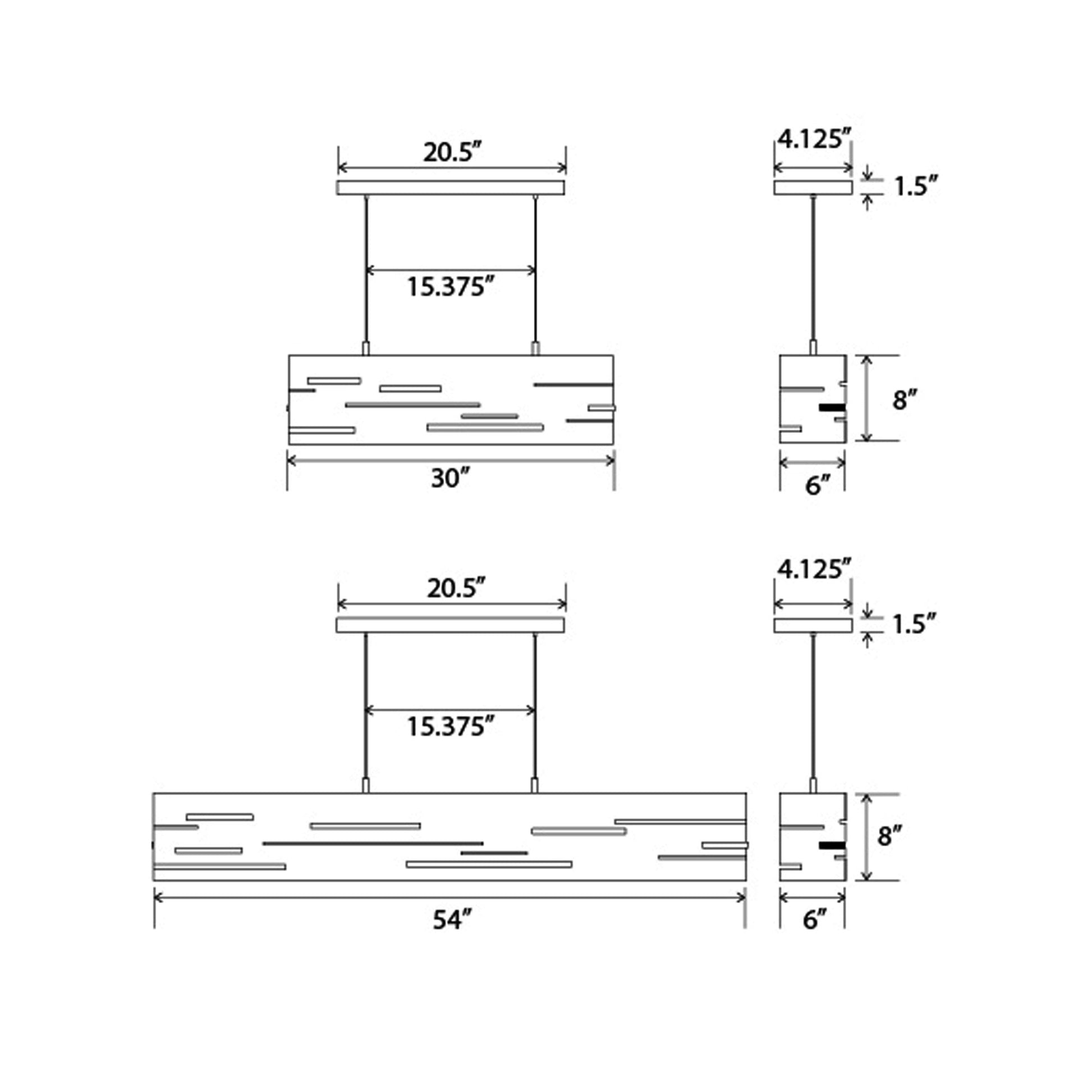 Aeris LED Linear Pendant Light - line drawing.