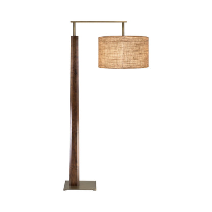 Altus LED Floor Lamp in Distressed Brass /Walnut/Burlap.