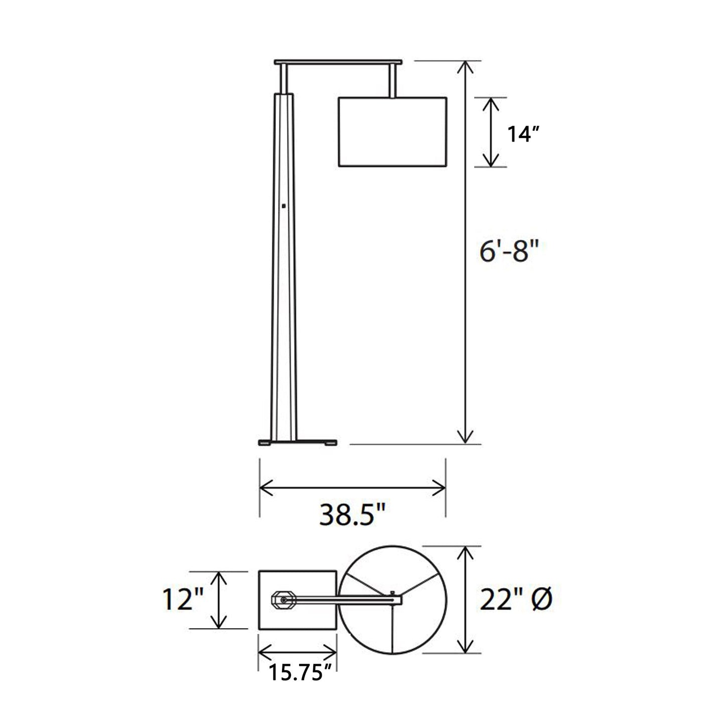 Altus LED Floor Lamp - line drawing.