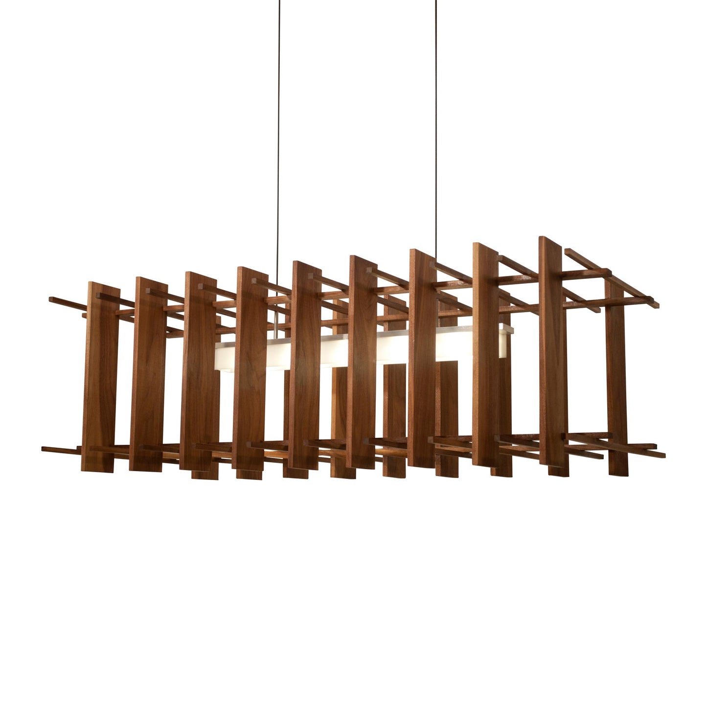 Arca LED Linear Pendant Light in Walnut.