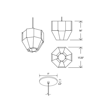 Astrum Pendant Light - line drawing.