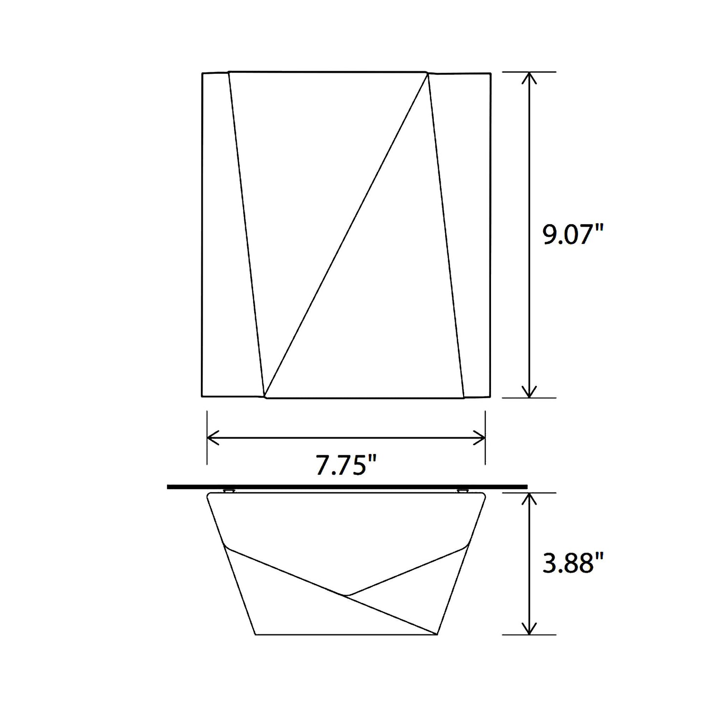 Calx Outdoor LED Up and Down Wall Light - line drawing.