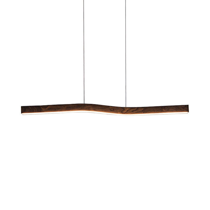 Camur LED Linear Pendant Light in Dark Stained Walnut.