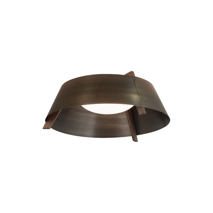 Casia LED Flush Mount Ceiling Light in Distressed Brass (Small).