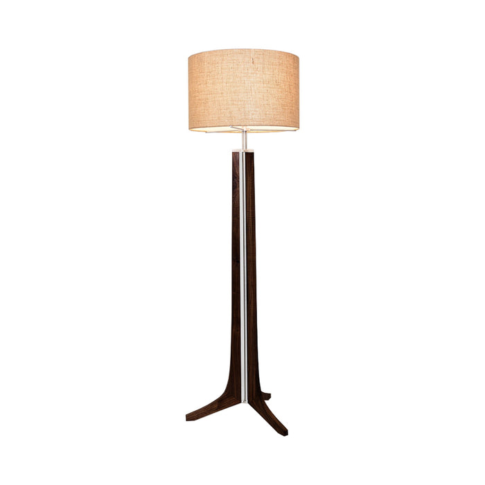 Forma LED Floor Lamp in Dark Stained Walnut/Burlap.