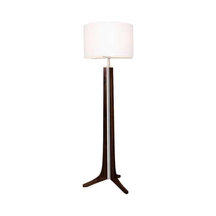 Forma LED Floor Lamp in Dark Stained Walnut/White Linen.