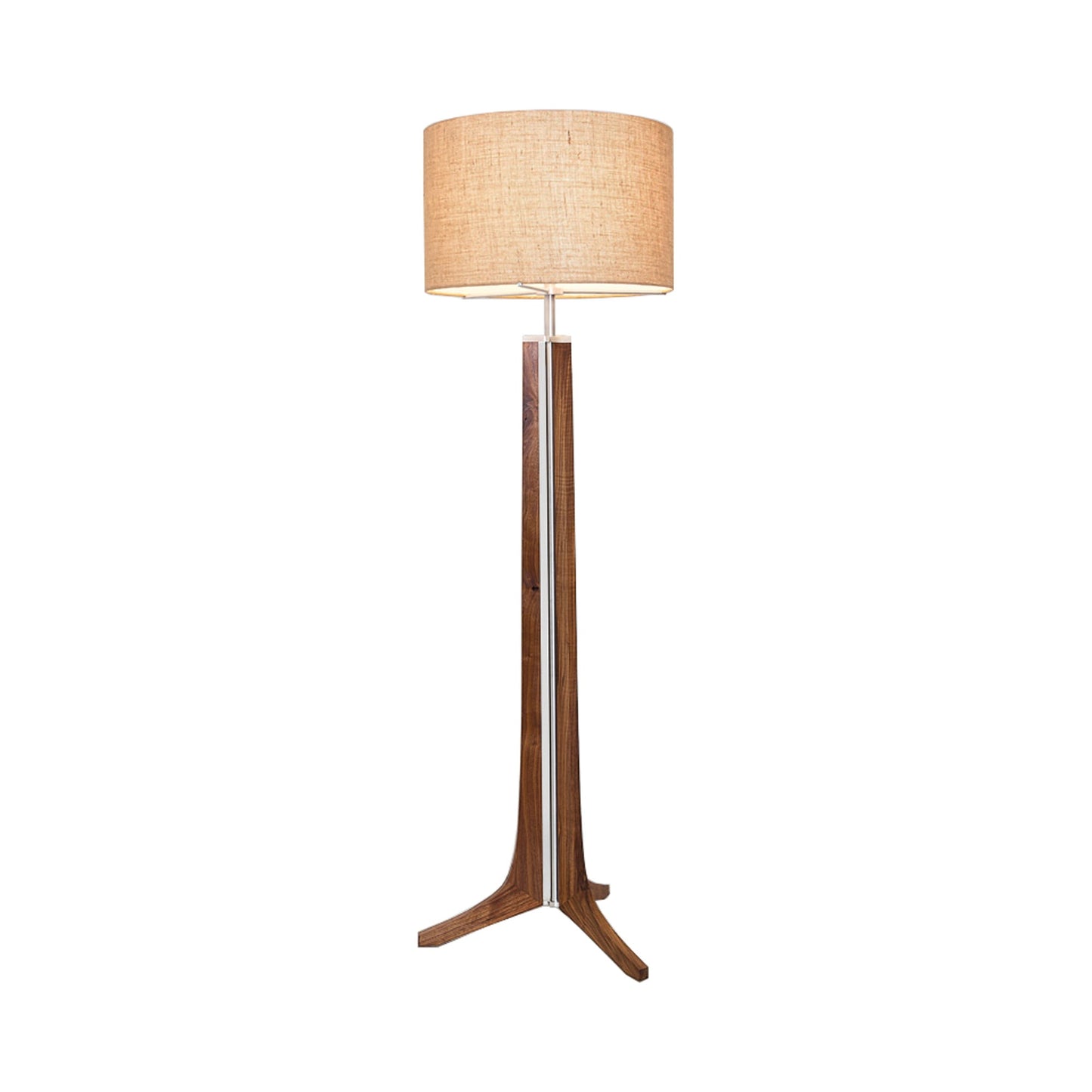 Forma LED Floor Lamp in Walnut/Burlap.