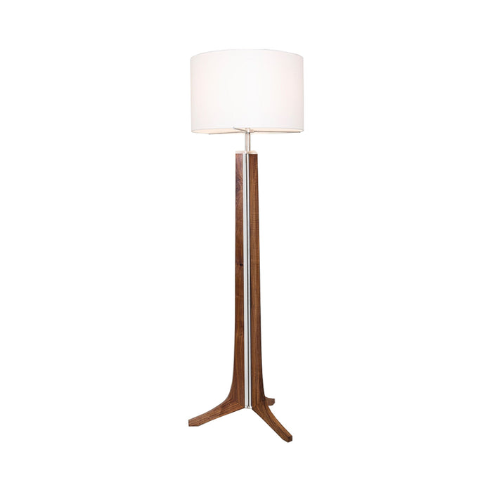 Forma LED Floor Lamp in Walnut/White Linen.
