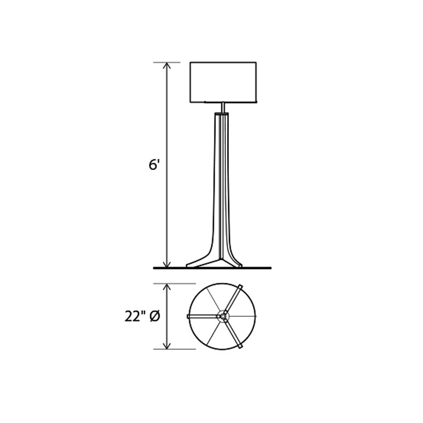 Forma LED Floor Lamp - line drawing.