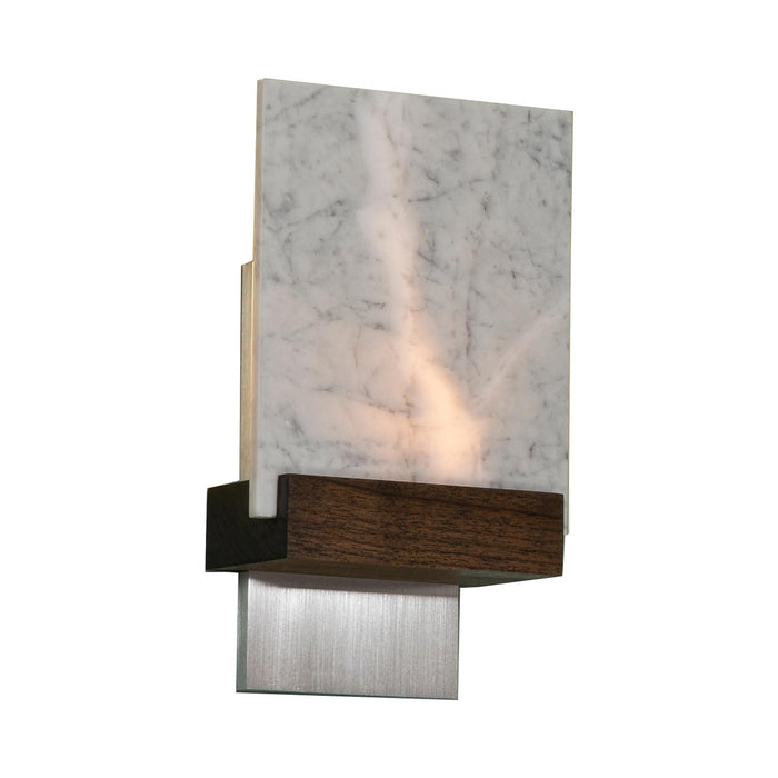 Fortis LED Wall Light in Brushed Aluminum/Dark Stained Walnut.