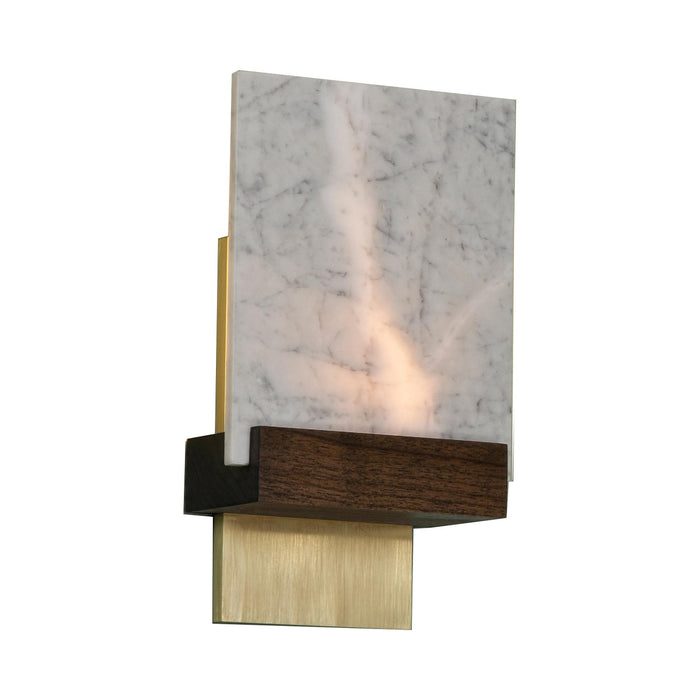 Fortis LED Wall Light in Brushed Brass/Dark Stained Walnut.
