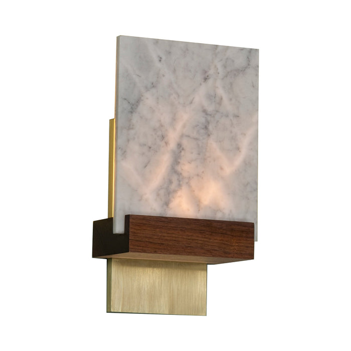 Fortis LED Wall Light in Brushed Brass/Walnut.
