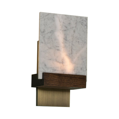 Fortis LED Wall Light in Distressed Brass/Dark Stained Walnut.