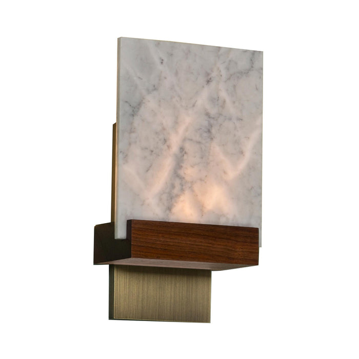 Fortis LED Wall Light in Distressed Brass/Walnut.