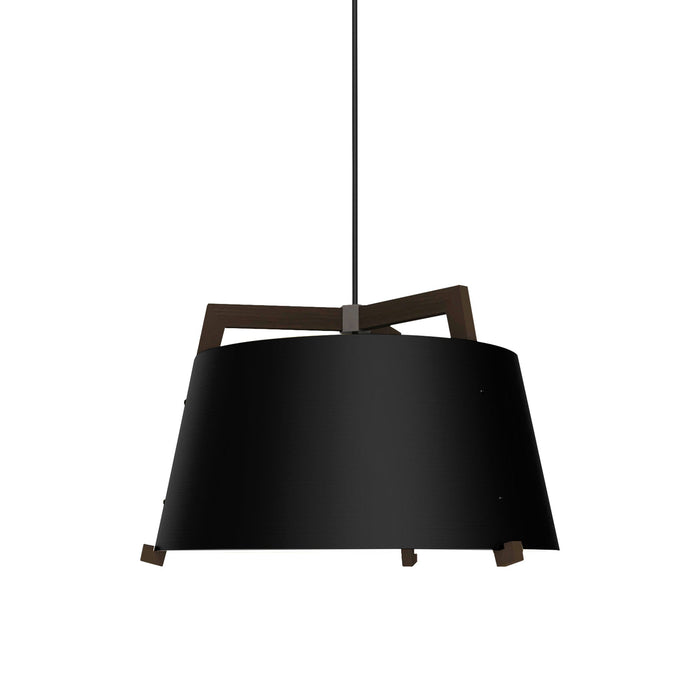 Ignis Pendant Light in Matte Black with White Interior/Dark Stained Walnut (Small).