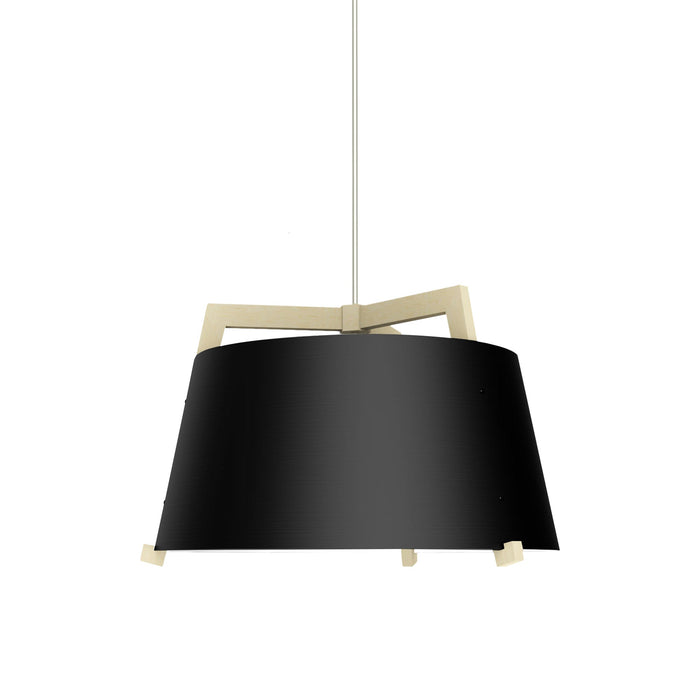 Ignis Pendant Light in Matte Black with White Interior/White Washed Oak (Small).