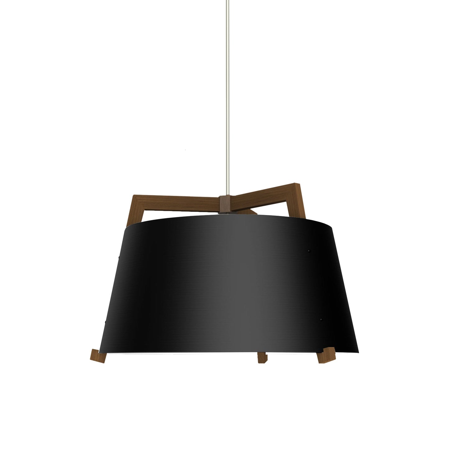 Ignis Pendant Light in Matte Black with White Interior/Walnut (Small).