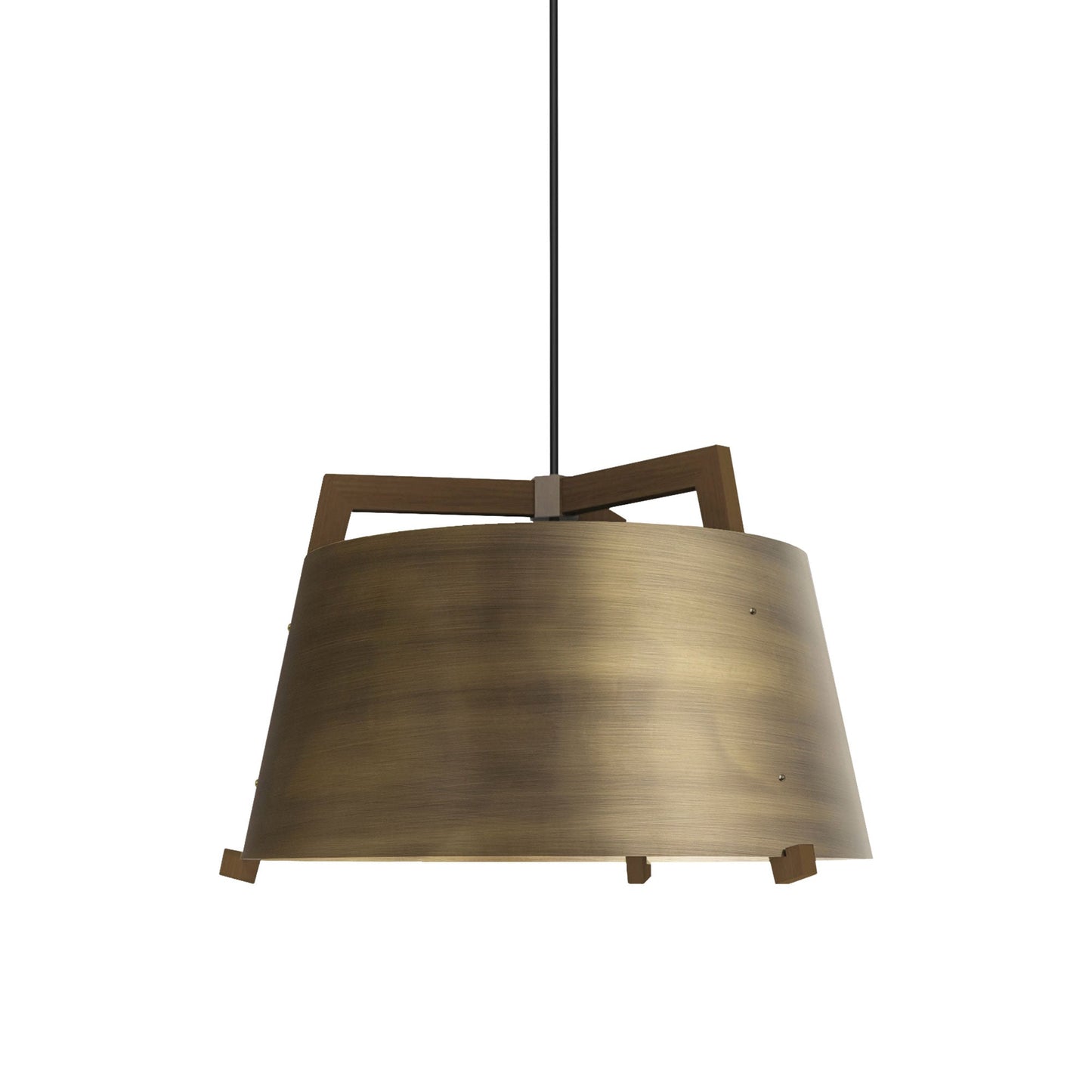 Ignis Pendant Light in Distressed Brass/Walnut (Small).
