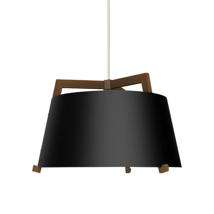 Ignis Pendant Light in Matte Black with White Interior/Walnut (Large).