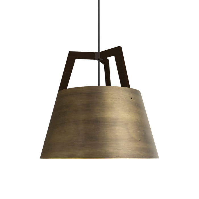 Imber Pendant Light in Distressed Brass/Dark Stained Walnut (Small).