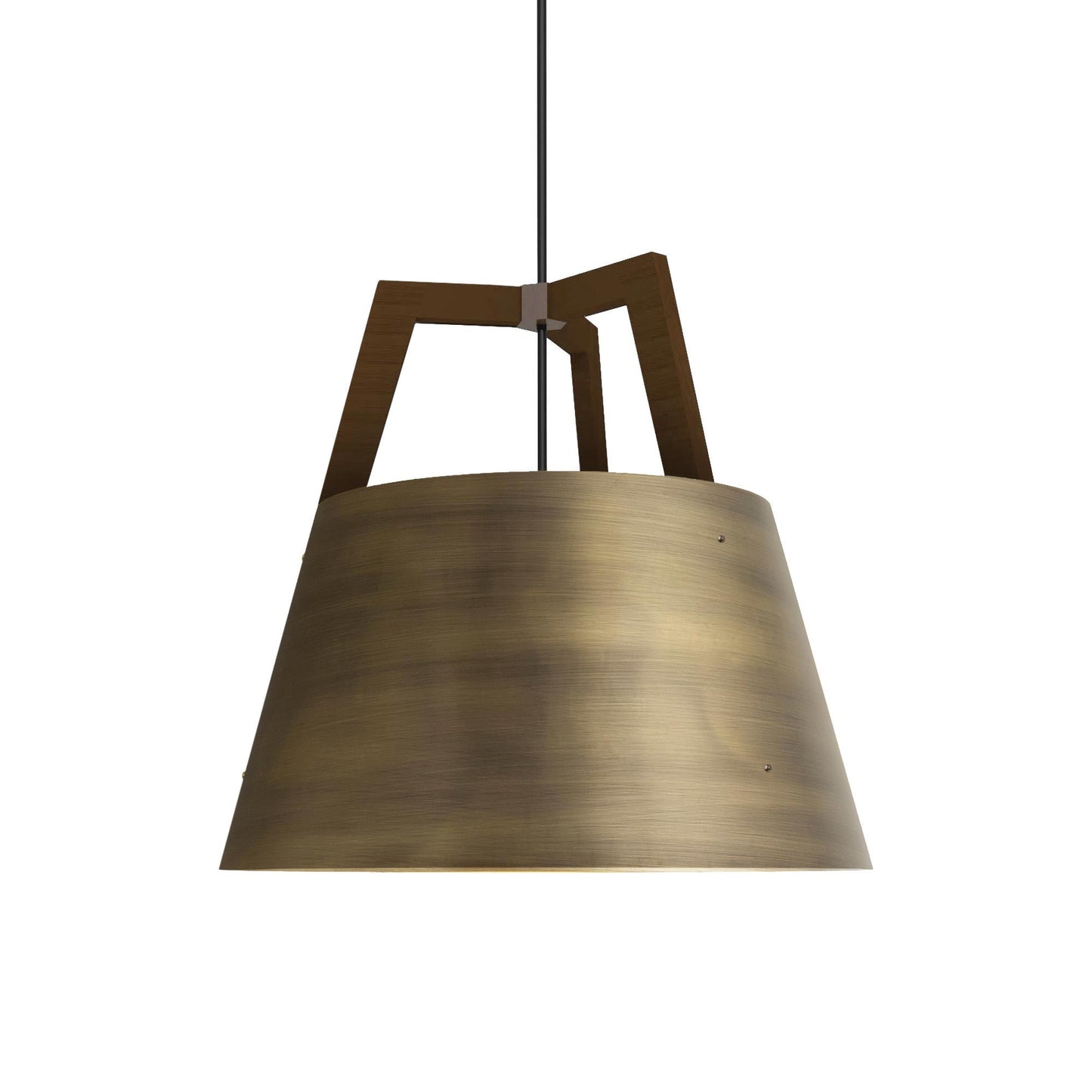 Imber Pendant Light in Distressed Brass/Walnut (Small).