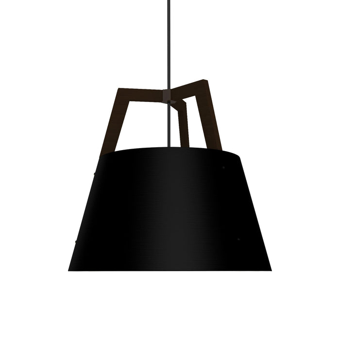 Imber Pendant Light in Matte Black with White Interior/Dark Stained Walnut (Small).