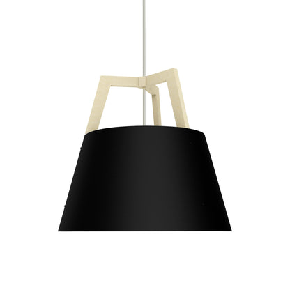 Imber Pendant Light in Matte Black with White Interior/White Washed Oak (Small).